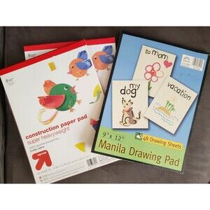 2 Packs 9 X 12 Construction Paper & 1  Pack Manila Drawing Pad